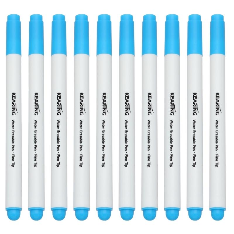 

10Pcs Water Erasable Fabric Marker 1.0mm Broad Tip Water Soluble Fabric Marking Pen for Clothing Tailoring Sewing Craft синій