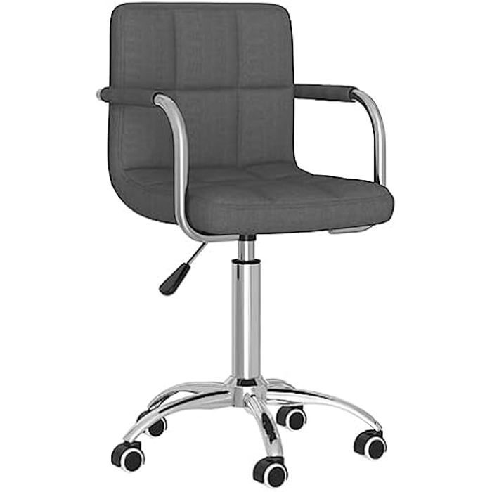Chaise de Bureau - VIDAXL - Pivotante - Ergonomique - Réglable en Hauteur - Tissu Gris Foncé
