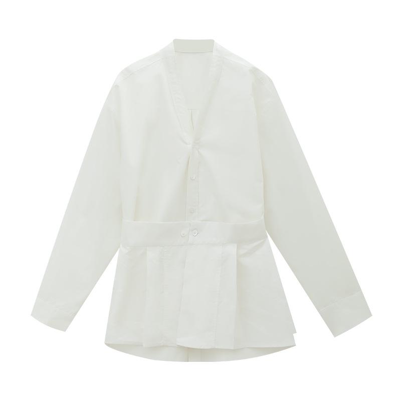 

Рубашка Love & Nancy из хлопка с V-образным вырезом в романтическом стиле для женщин - Коллекция Весна 2025 One Size