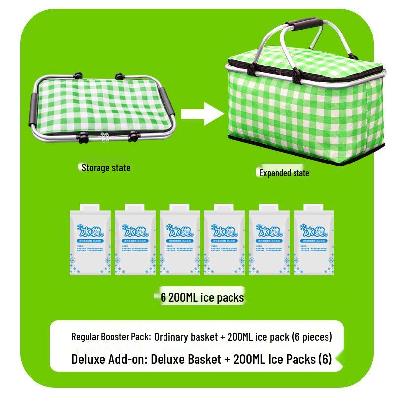Large Capacity Portable Picnic Basket Cooler Bag with Aluminum Foil for Outdoor Camping