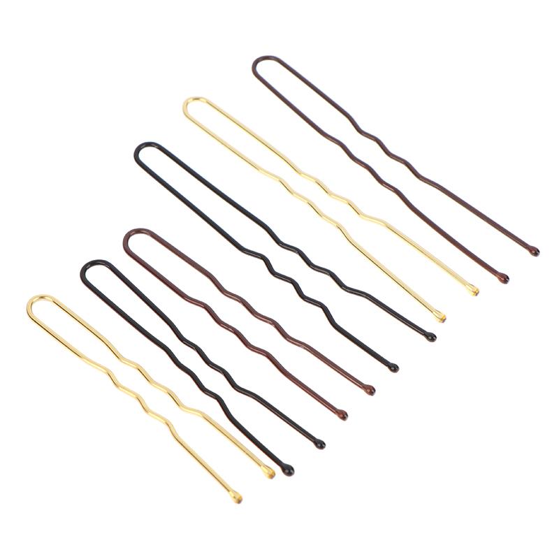 100 Piezas/Bolsa 5cm/6cm Horquillas para el Cabello de Aleación en Forma de U Pinzas Onduladas para el Cabello Pasadores Metálicos Simples Pasadores Herramientas para Peinado de Novia Horquillas