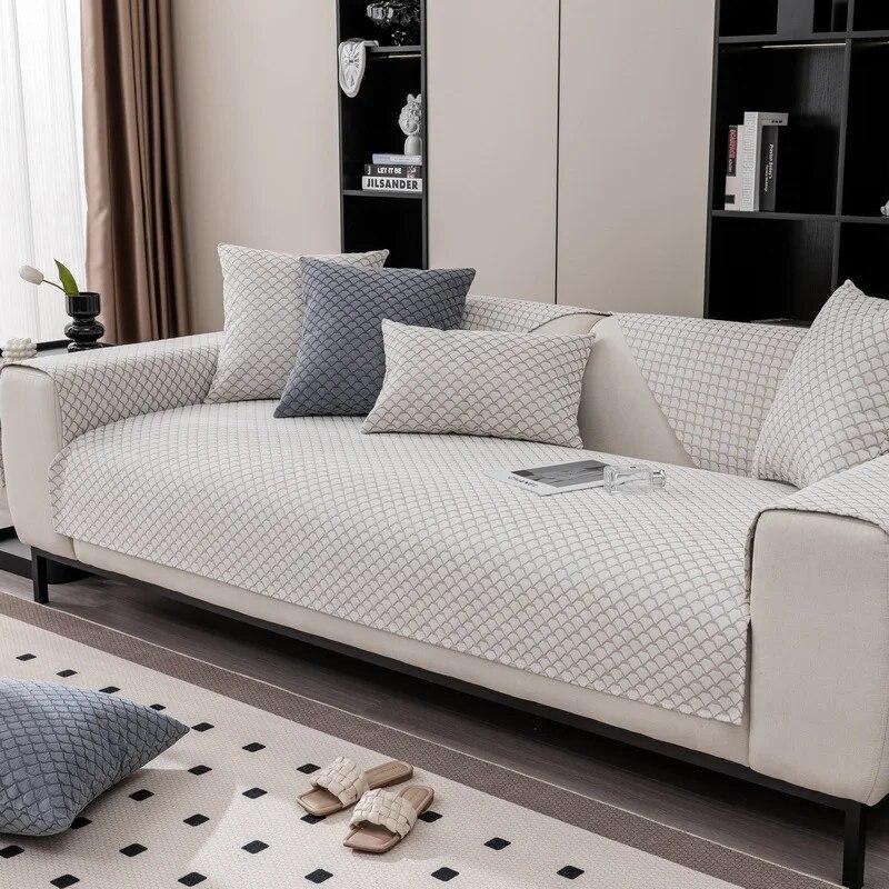 Univerzální potah na pohovku Four Seasons, jednobarevný kostkovaný polštář do obývacího pokoje, protiskluzový, prachotěsný, ochrana nábytku