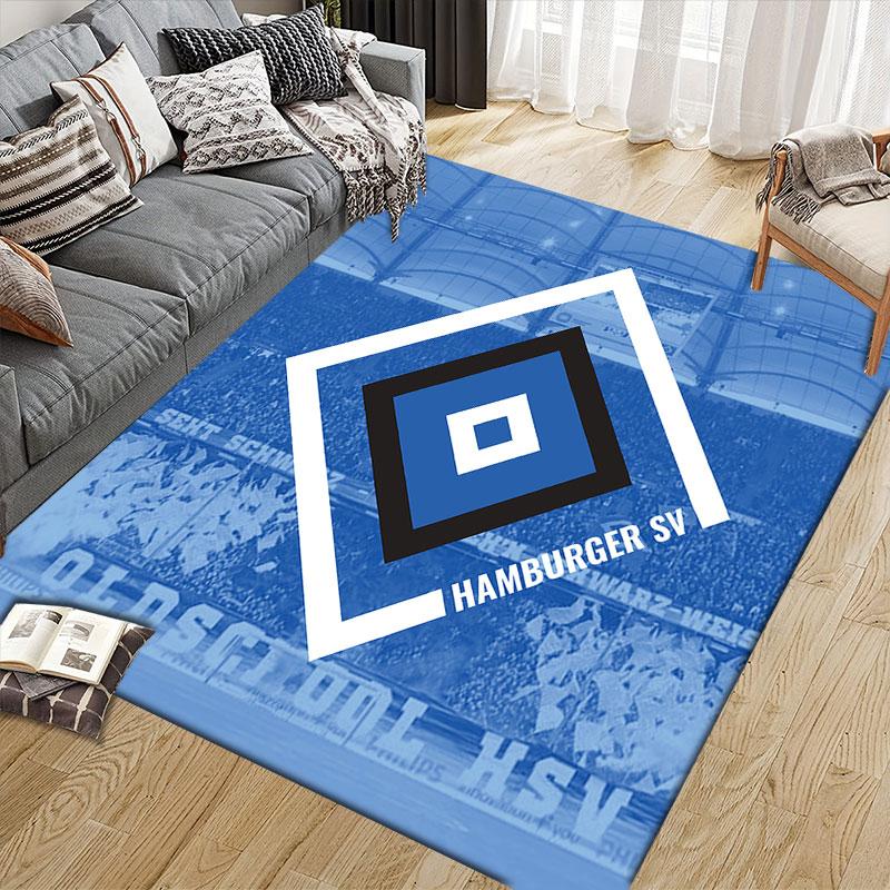 Hamburger SV Printed Carpet, Home Sofa Decoration for Living Room & Bedroom, Non‑Slip Play Flannel Floor Mat for Game Room