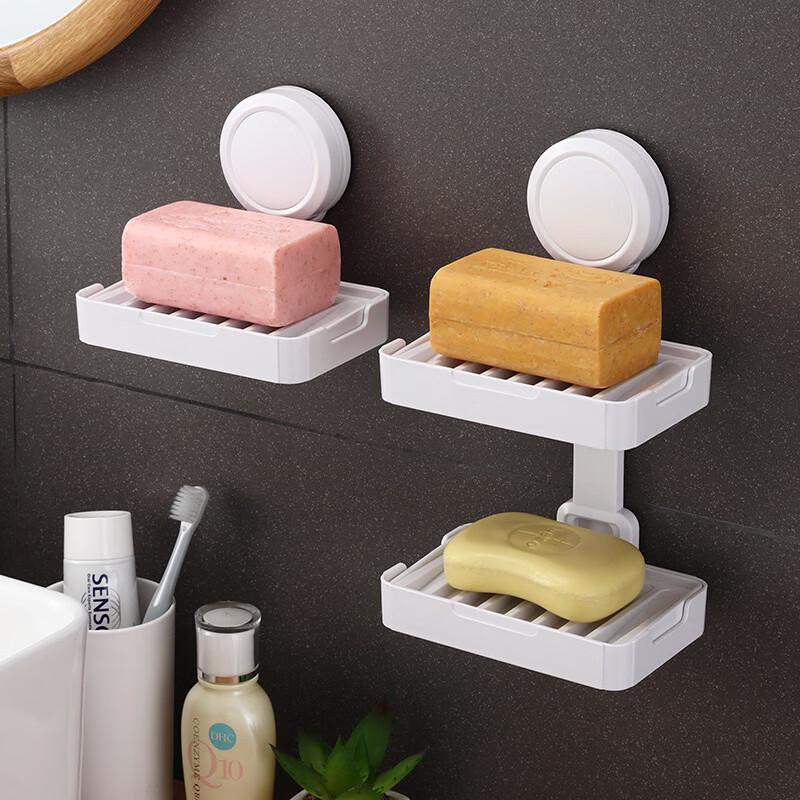 Wutuo No-Drill Suction Cup Bathroom Soap Dish Set
