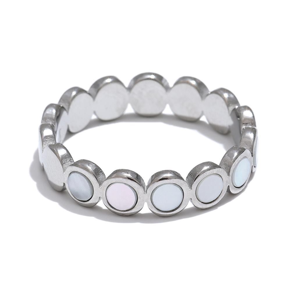 

Yhpup Natural Shell Round High Quality Finger Ring 316L Stainless Steel Cast Charm Stylish Jewelry Accessories 6
