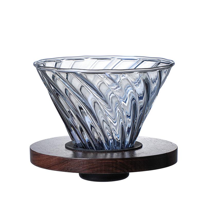 High borosilicate glass coffee pot funnel V60 spiral pattern filter cup High temperature resistant glass drip coffee filter