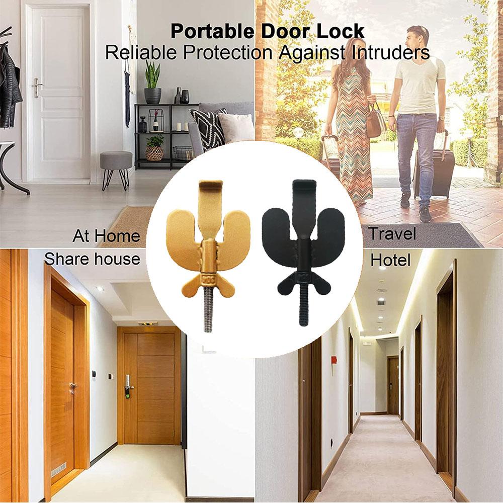 Black Gold Portable Door Lock For Hotel Home Schools Dormitories Traveling Alone