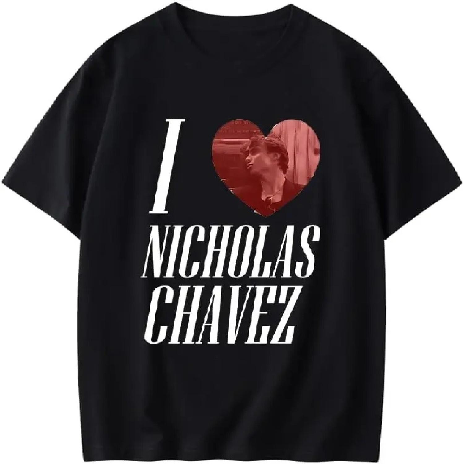 

I Heart Nicholas Chavez Shirt Nicholas Chavez Fans Short Sleeve T-Shirt Graphic Print Crew Neck Unisex Apparel Tee XXXXXL чорний