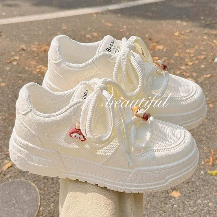 2025 Women's White Mesh Breathable Sneakers - Versatile & Stylish for Skirts and Sports.