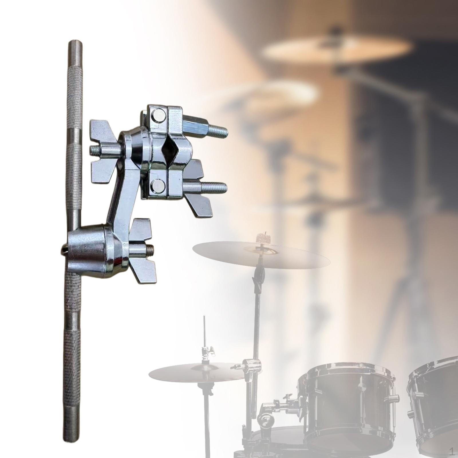 Double Drum Clamp with Connecting Rod Lightweight Sturdy Metal Compact Mounting Bracket Cowbell