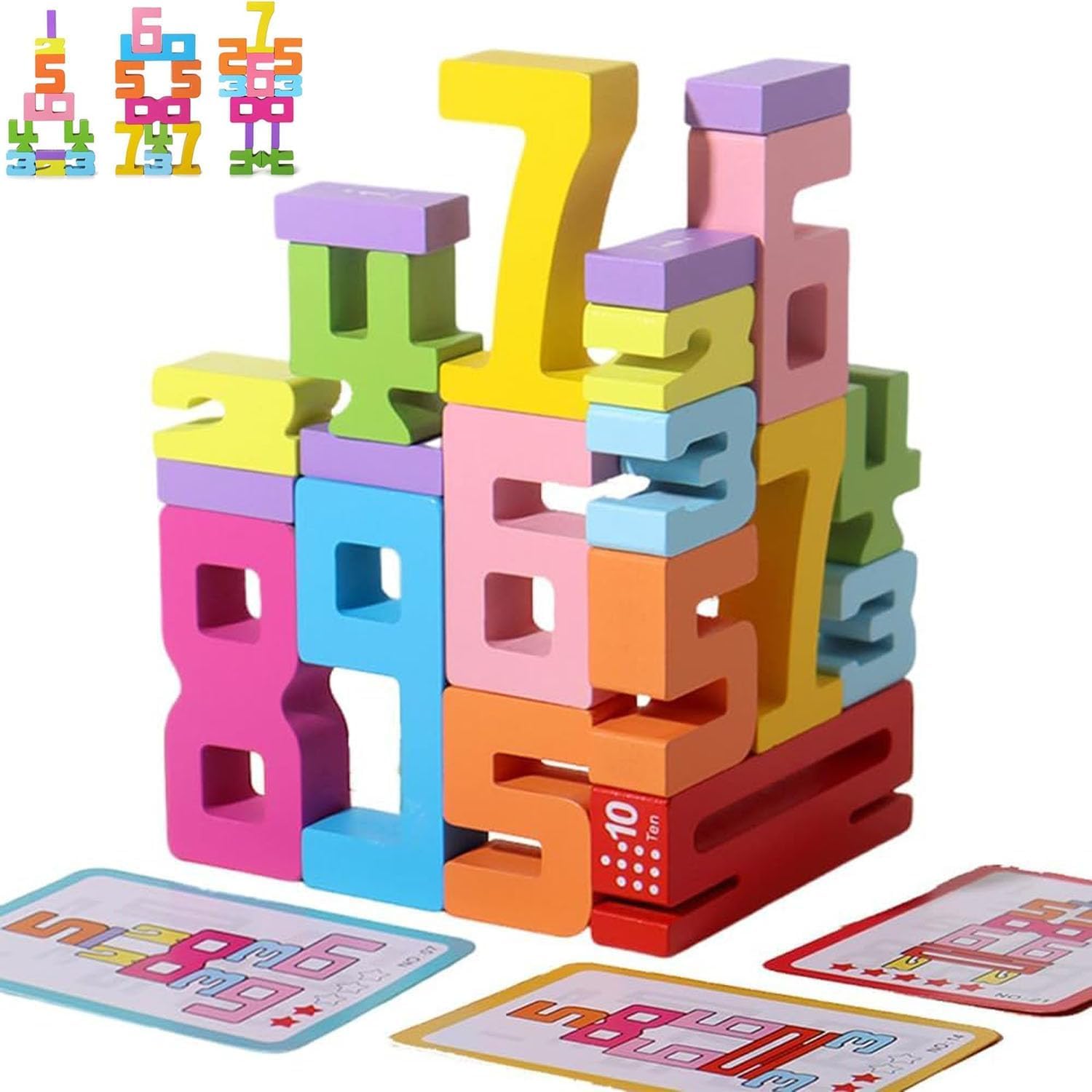 20 Pcs Wooden Number Building Blocks