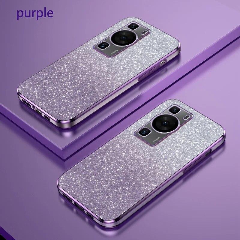 

Модні чохли з блискучим покриттям 2 в 1 для Huawei P60 P50 Pro P40 P30 Lite P Smart 2021 Y7A Y9A Y9S Y7 Y9 2019 Силіконова захищена задня кришка Huawei P Smart 2021 фіолетовий