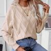 Women Casual Autumn Winter Comfortable Warm Loose Round Neck Knitted Pullover Sweater Fashion