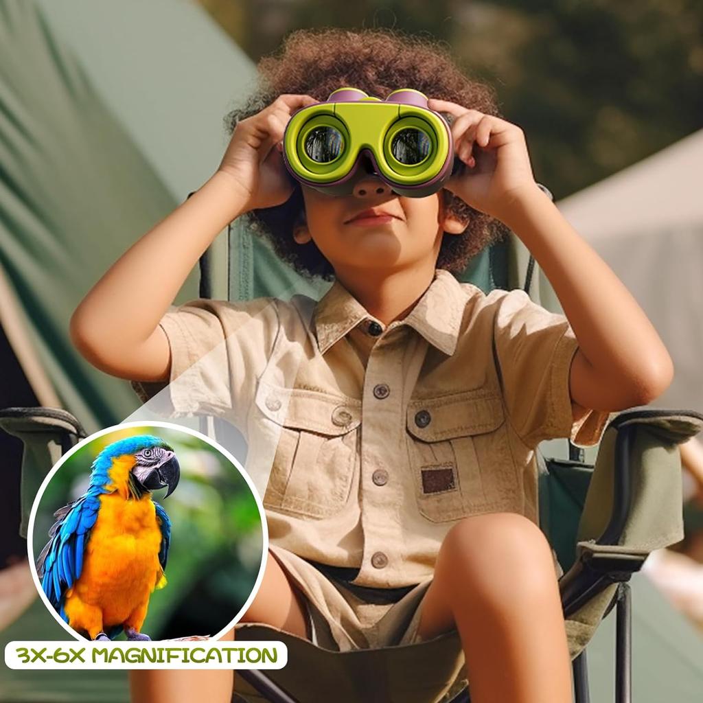 Cute Portable Binoculars for Kid Toddlers 3x-6x Adjustable Magnification Telescope Lightweight Soft Rubber Eyepiece Binoculars