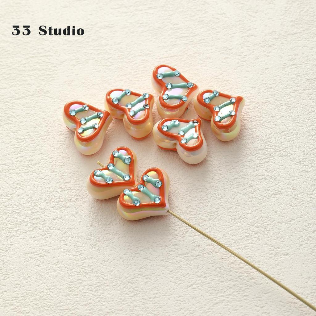 Pure Hand-painted Beads Stickers Diamonds Set Pearl Diy Jewelry Accessories Material Package Beads Car Pendant Cell Phone Chain Beads