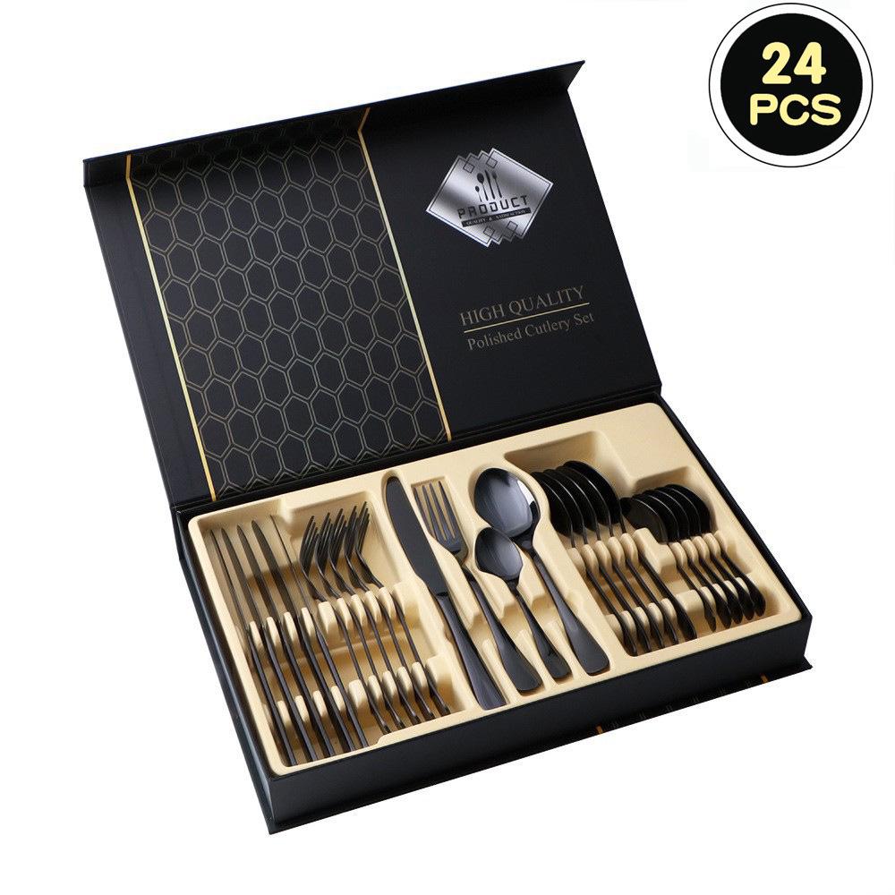 Stainless Steel 24-Piece Cutlery Set for 6 – Includes Knife, Fork, Spoon – Gift Boxed
