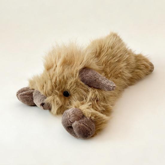 Highland Cow Plush Toy Long Hair Scottish Cattle Stuffed Animal Soft Cuddly Farm Decor for Kids Collectors