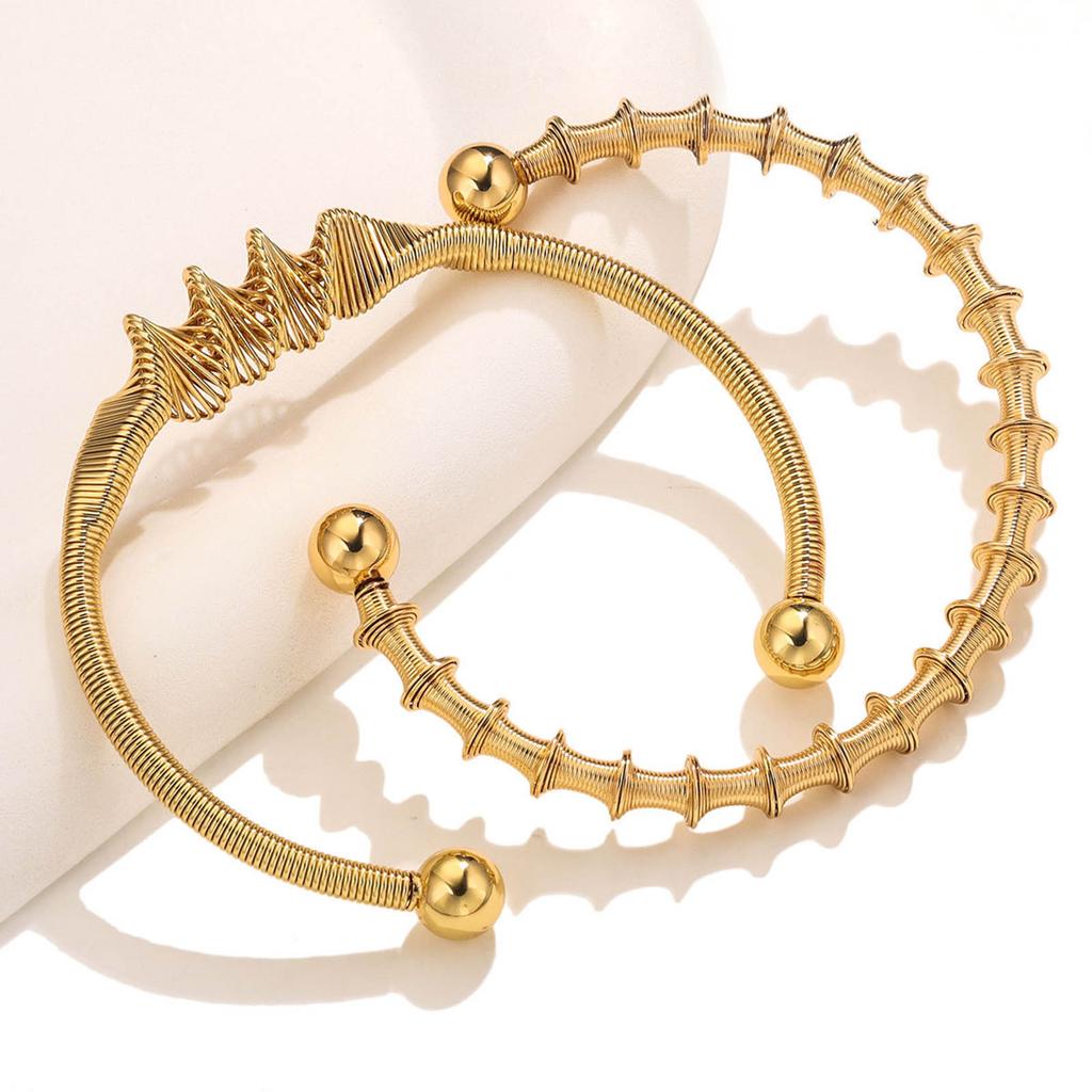 Adjustable Spring Bracelet Fashion Opening C Shaped Handchain Bohemian Stainless Steel Wristchain Bangle Women Accessory