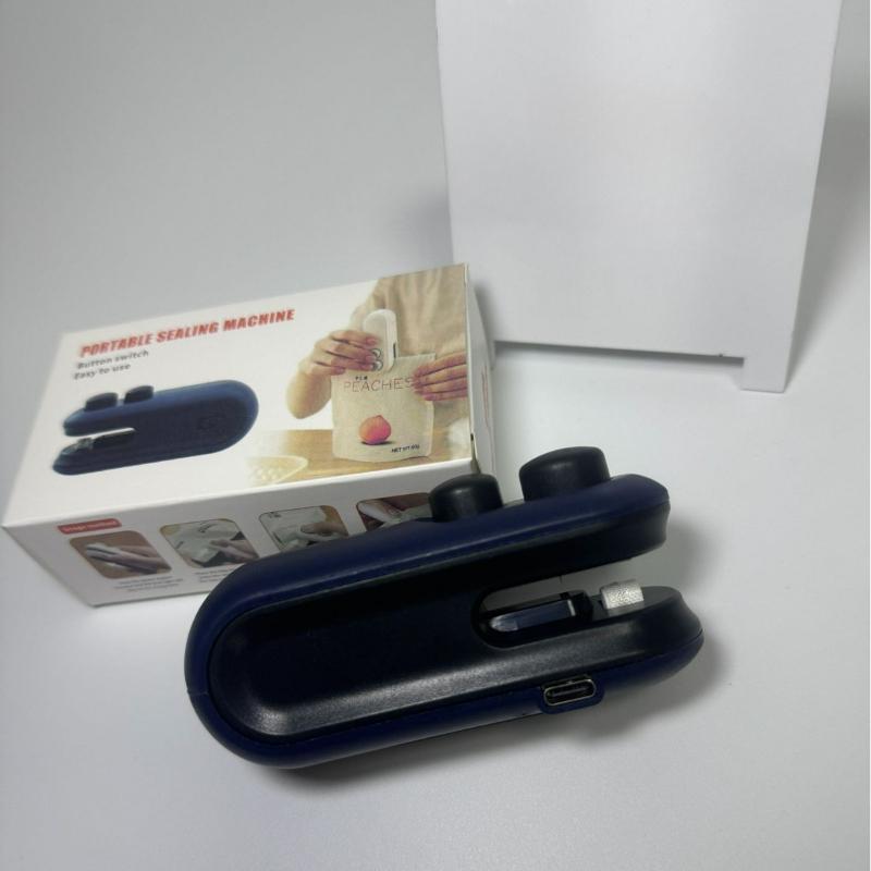 

Мини-машина для запечатывания закусок, портативная бытовая машина для резки и запечатывания, двухцелевой пластиковый пакет для консервирования пищевых продуктов темно-синий