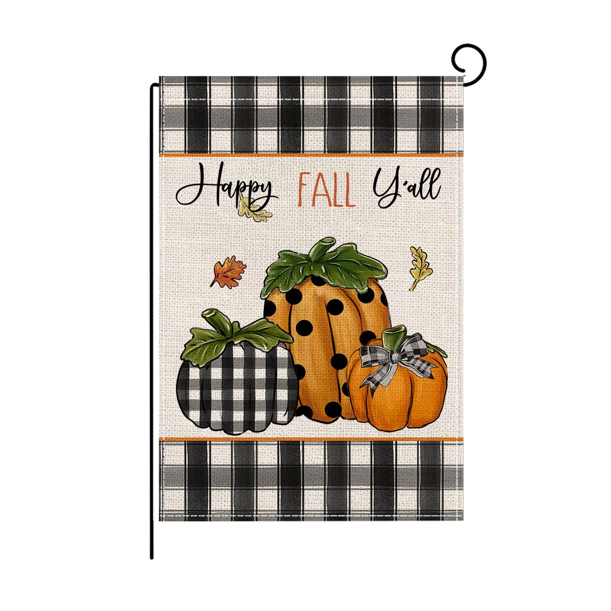 

Осенний тыквенный садовый флаг, льняной двухсторонний печатный флаг для украшения сада на праздник HYQ042-9