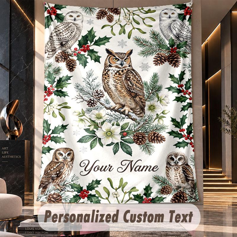 Owl Birds (220) Theme Custom Tapestry Personalized Custom Name Text Wall Hanging Tapestry Home Decor Background Cloth