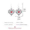 Dark Tone Gothic Heart Drop Earrings with Red Stone Accents for Women