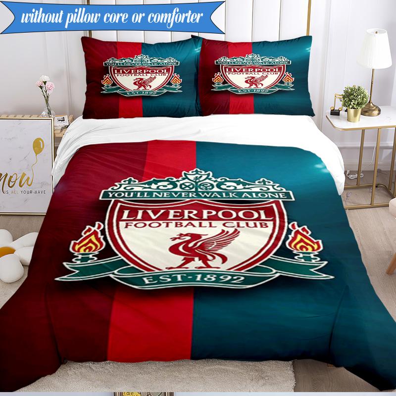 Liverpool Football Club 3 Pezzi Biancheria da Letto, Include 1 Federa per Piumone e 2 Federe Perfetta per Natale, Ideale per Camera da Letto, Dormitorio