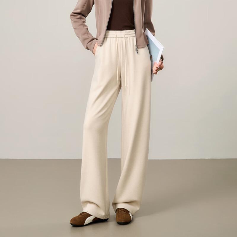 Yiyang Women's Acetate Wool Draped Wide-Leg Trousers