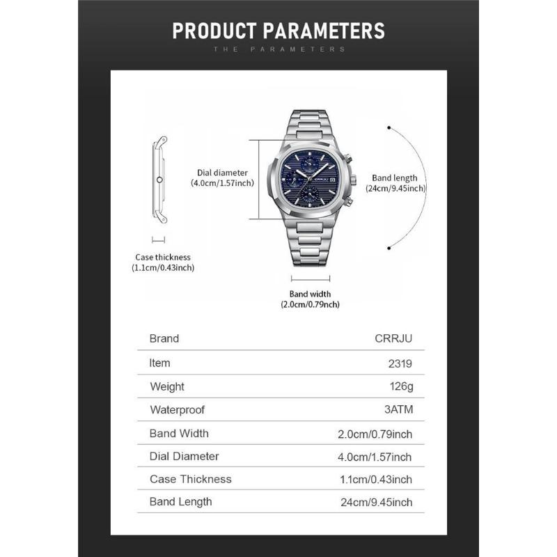 Luxury Man Watch Business Waterproof Male Clock Luminous Date Stainless Steel Square Quartz Men Watch reloj hombre