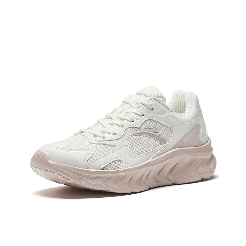 Anta Abrasion Resistant Rebound Cushioning Low top Casual Running Shoes Women's Ivory White Lotus Gray 922545503-3