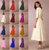 New Women's Evening Dress Explosive Sexy Deep V Medium Sleeve Big Swing Dress