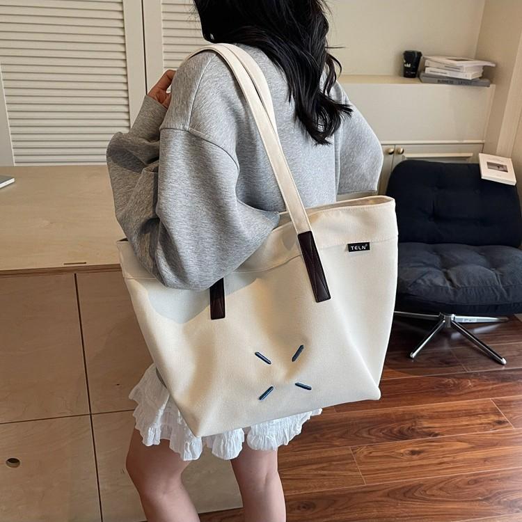 Canvas-Tasche Damen große Kapazität neu Sommer vielseitig schlichte Umhängetasche Studentin Tragetasche