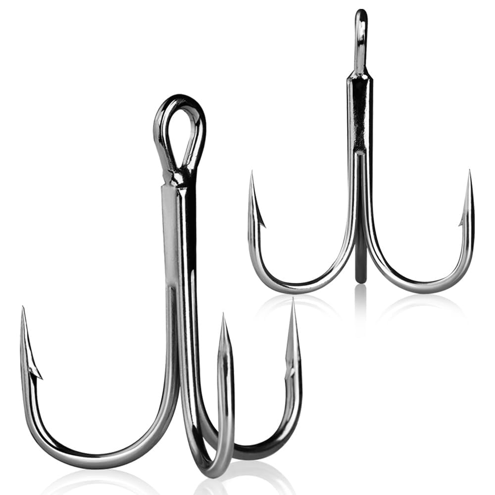 9KM DWLIFE Treble Hooks 25 Pieces Round High Carbon Steel 6#