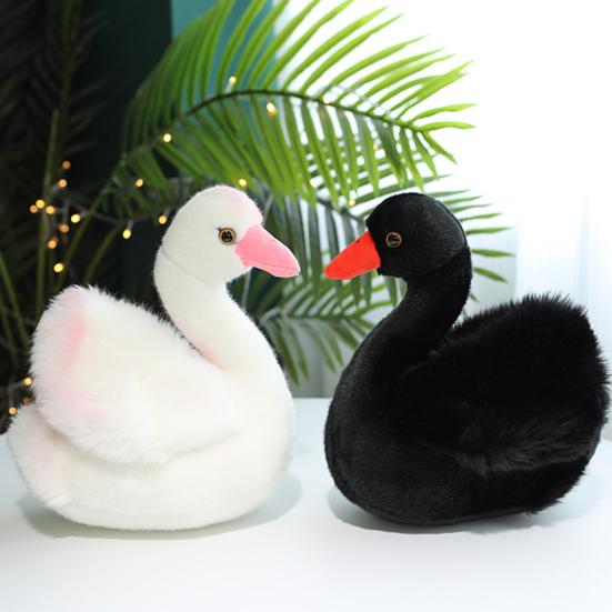 25cm Cute Black/White Swan Companion PP Cotton Plush Animal Doll Stuffed Toy Children Gift