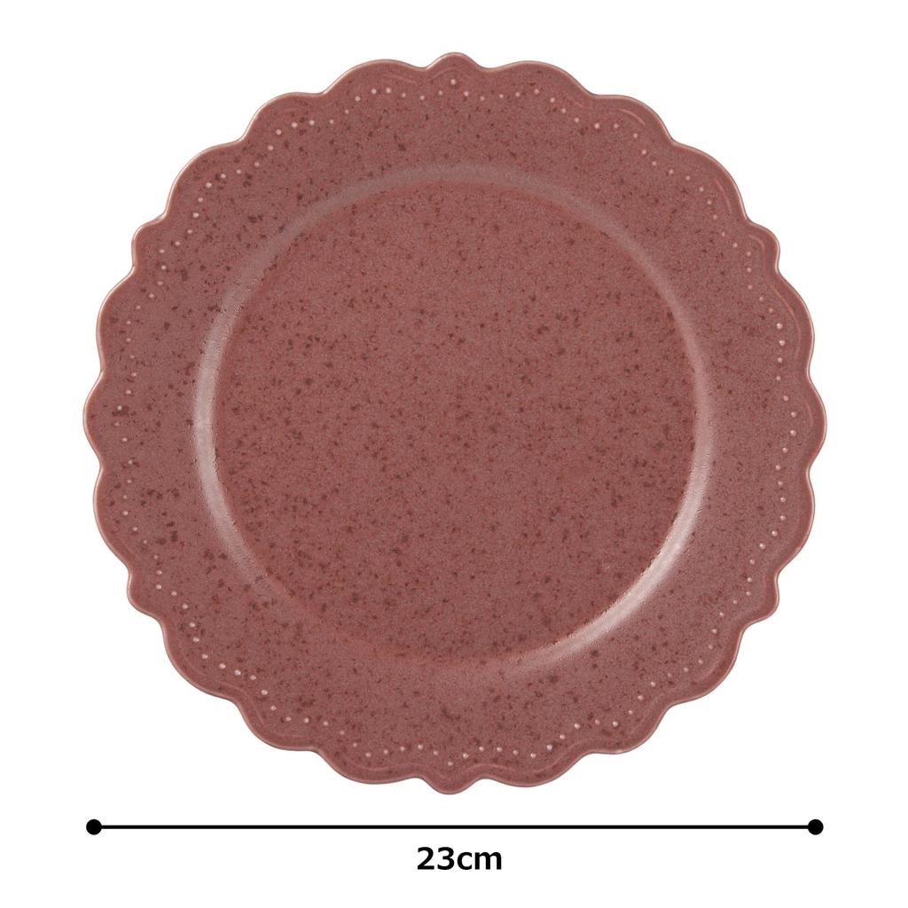 Tatara Plate Pasta Plate Red Tableware 23cm Safe One Plate Embossed Dot Relief Frill Mino Ware 191066 Microwave/Dishwasher