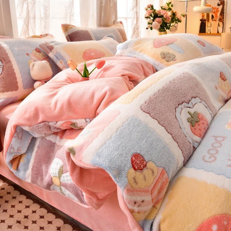 

1PC Autumn Winter Quilt Cover Snowflake Velvet Thickened Printed Duvet Cover Warm Flannel Velvet Cover for Bedroom Funda Edredón 1PC-150x200cm
