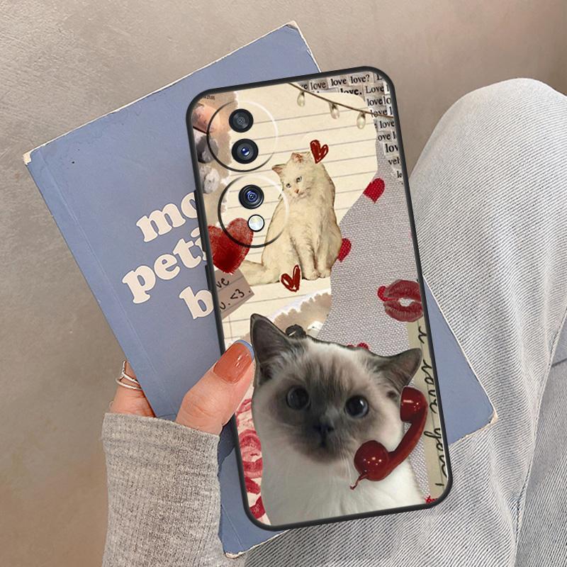 funny Cute Kitty Cat Aesthetic Case For Honor Magic 8 7 6 5 Pro Cover For Honor 400 200 X9c X9b X9a X8a X8b 50 70 90 Lite