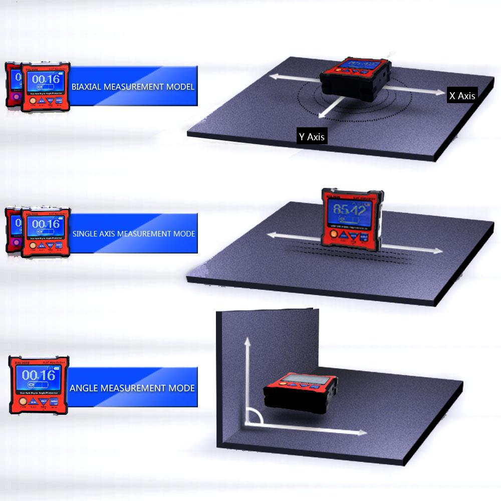 DXL360S Dual Axis Digital Angle Protractor with 5 Side Magnetic Base High-precision Dual-axis