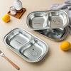 Snack Dessert Plate 304 Stainless Steel Dinner Plate Kid Divided Dinnerware 2 Compartment Sauce Plate Kitchen Tableware
