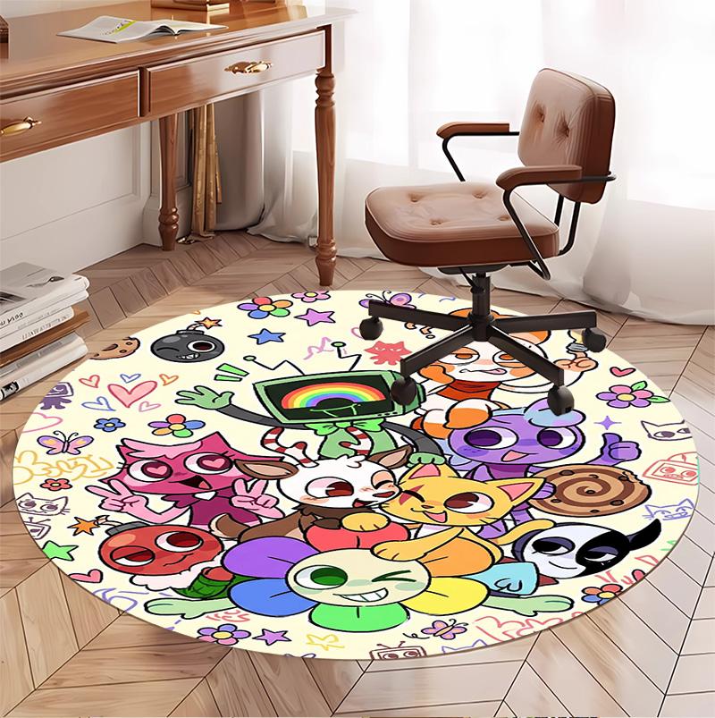 Dandy's World Pattern Round Rug, Indoor/Outdoor Mat, for Picnic, Gameroom, Bedroom, Office, Living Room, Home Decor Carpet, Birthday Gift