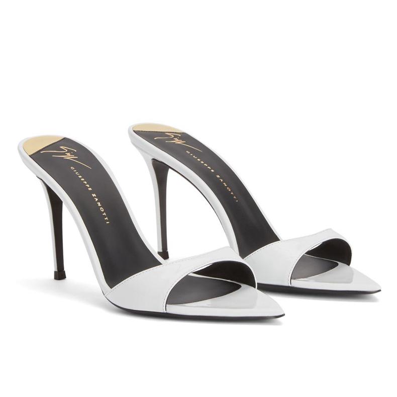 Foreign trade white pointed open-toed stiletto high-heeled slippers one foot and a half drag European and American style European and American style