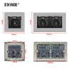 EIOMR 16A Black EU Standard Wall Sockets and Switches Stainless Steel Panel with Children Protective Door with USB Power Outlet