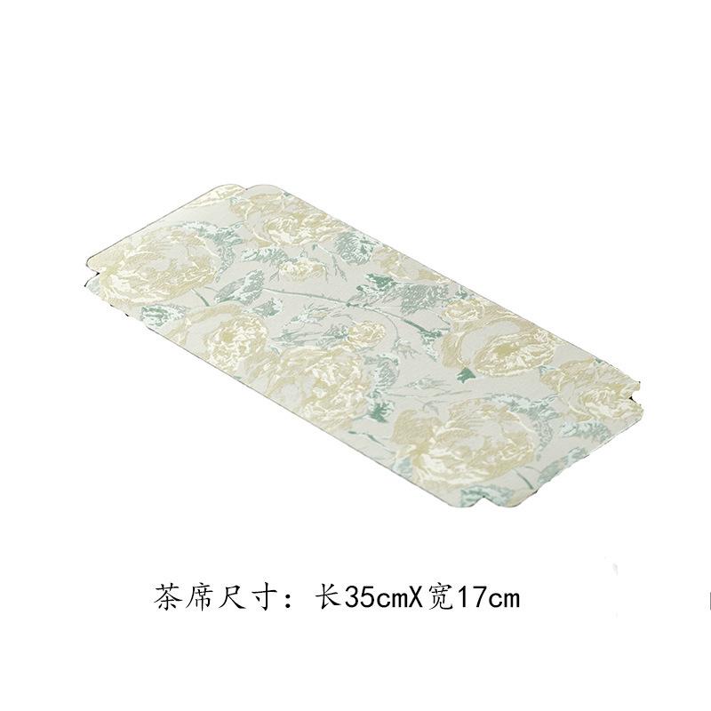 

Brocade Embroidery Yellow Rose Tea Table Mats With Tea Cozies Zen Drink Coaster Dinner Table Cloth Mat Tea Items Decoration