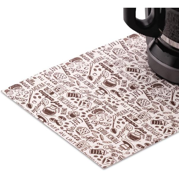 S&T INC. Coffee Mat, Absorbent Bar Mat for Coffee Maker and Espresso Machine, 12 Inches x 18 Inches, Brown Typography Print, 1 Pack