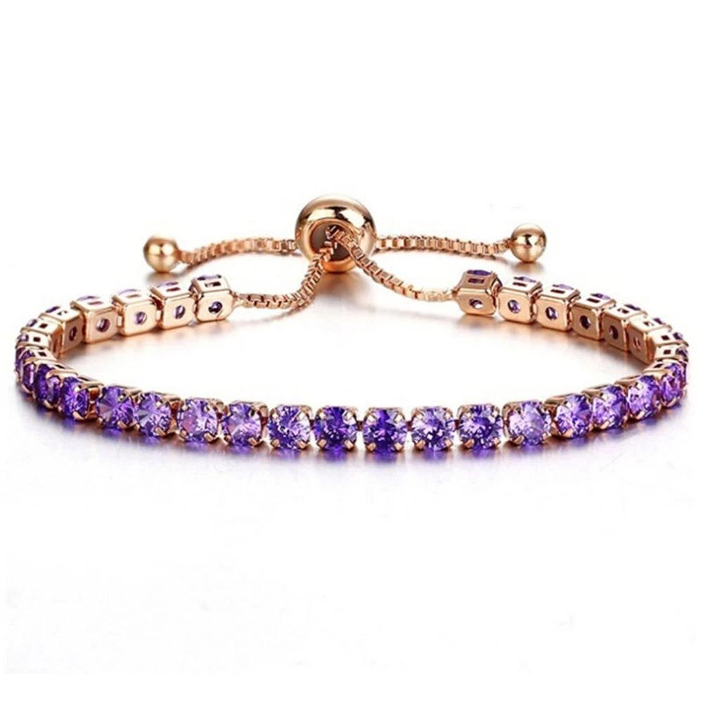 Shiny Rhinestone Metal Bracelet for Women Colorful Thin Adjustable Bangles Wedding Party Summer Beach Jewelry Accessories Gift