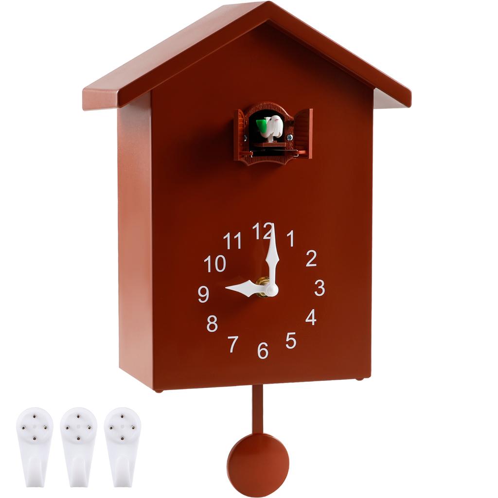 Cuckoo Clock - Plastic Hanging Bird Wall Clock with Bird Tweeting Sound Modern Home Living Room Minimalist Decoration Gift