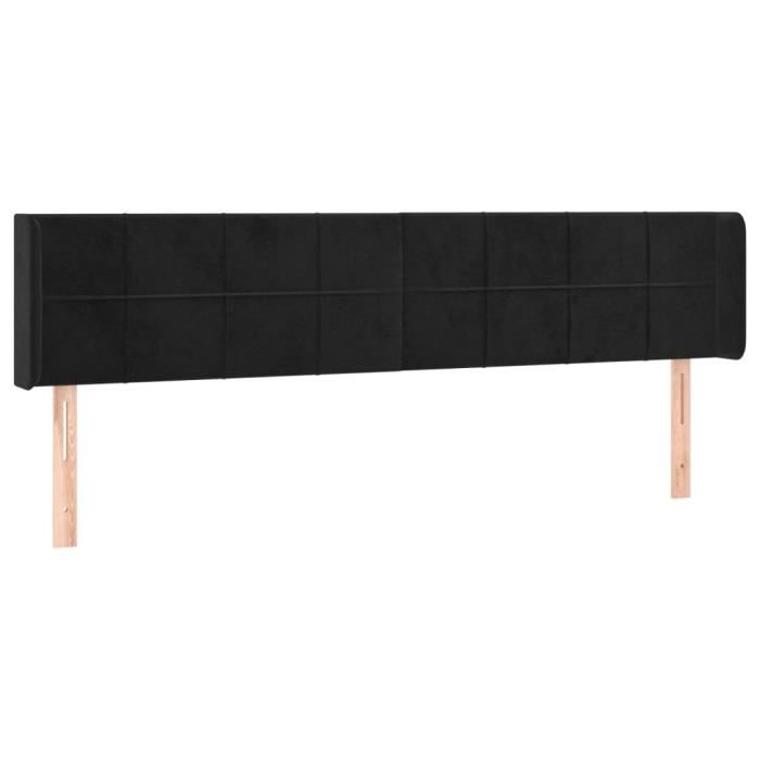 VidaXL Tête de lit avec oreilles Noir 163x16x78-88 cm Velours3118824