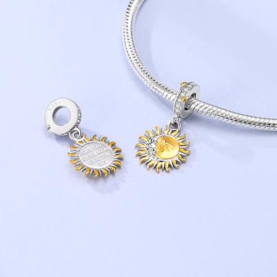 Genuine Charm Copper Mysterious Sun And Moon Pendant Fits Charm Plata Bracelet For Women Jewellery Crafting Beautiful Gift