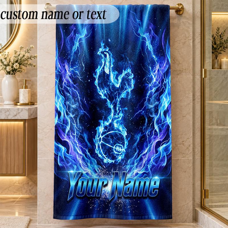 Beach TowelTottenham Hotspur FC Custom Name Text Personalized Soft Towel for Beach Pool Indoor Home Decor Gift