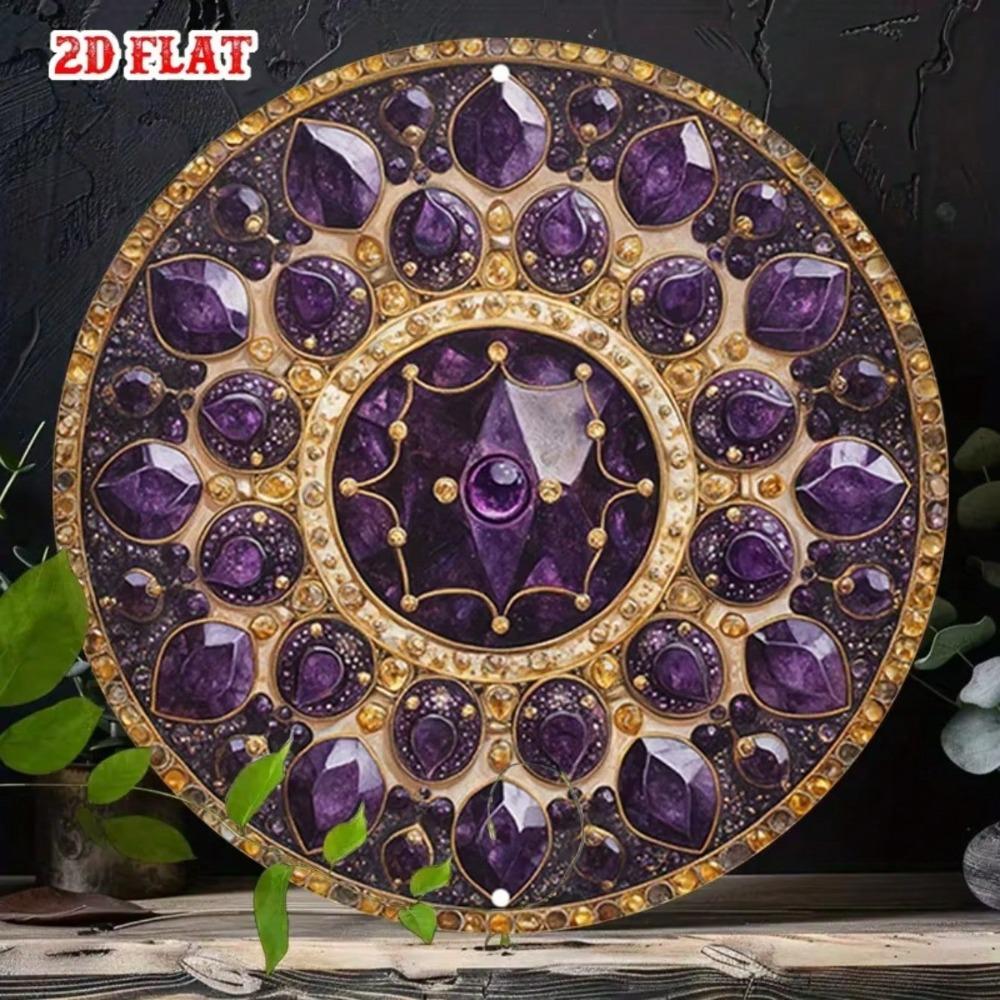 Vintage Purple Gem Round Metal Sign 7.8 Inch Retro Bar Cafe Garage Wall Decor Exhibition Art